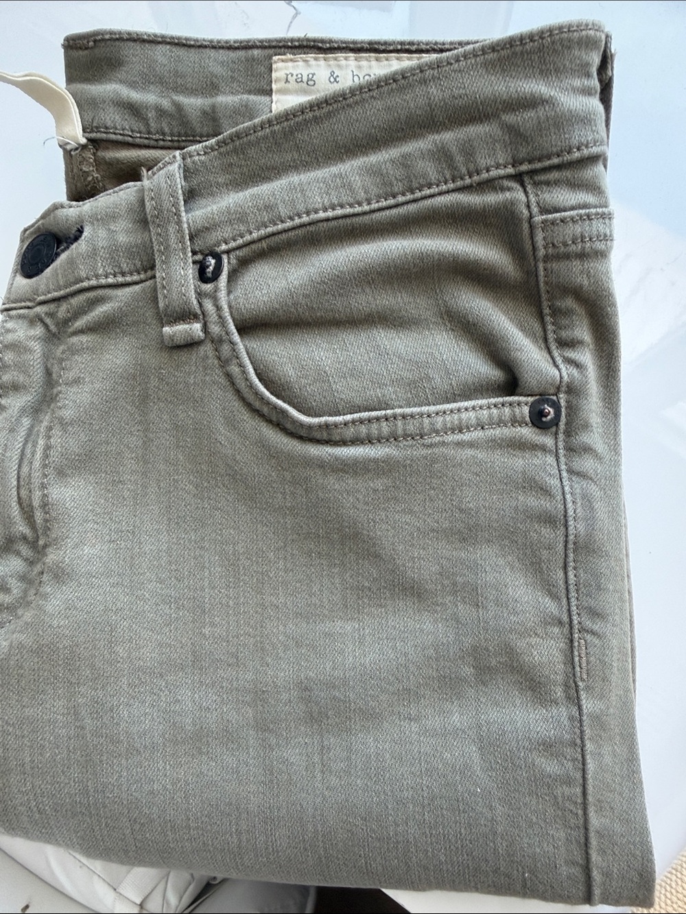 rag & bone Men's Olive-Taupe Slim Jeans